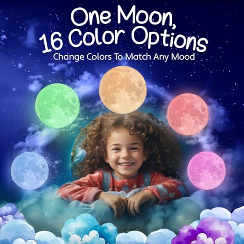 Mind-Glowing 3D Moon Lamp, 16 Colors, Touch/Remote Control (4.7 inch) - color: Moon, size: 4.7 Inch