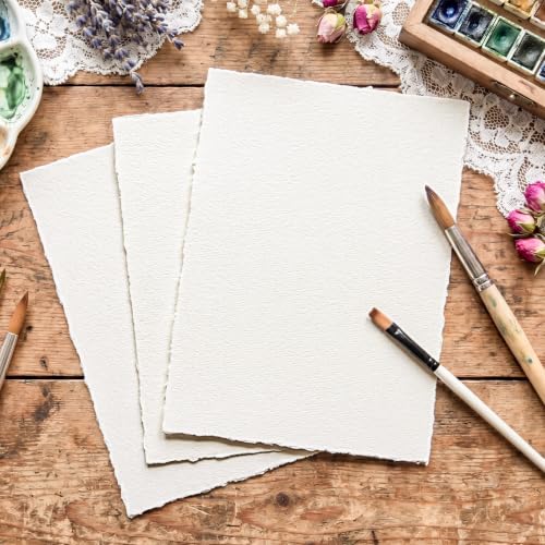 100 Sheets Watercolor Paper 9x12, 300 GSM Deckled Edge, Ivory White - size: 9 x 12inch
