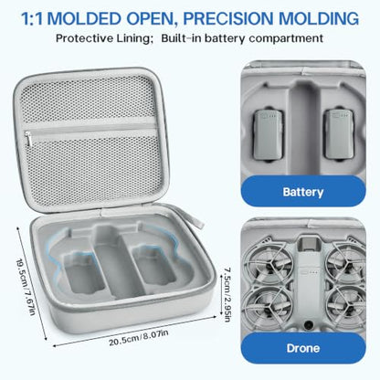 Carrying Case for DJI Neo 2, Portable Hard Shell Travel Case with Carabiner - color: grey