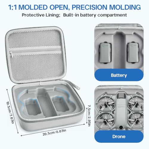Carrying Case for DJI Neo 2, Portable Hard Shell Travel Case with Carabiner - color: grey