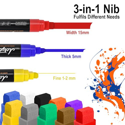 Goldge 10 Vibrant Color Acrylic Paint Markers Set, Art Pens