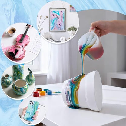 Gartful Large 17.6oz/500ml Silicone Split Cup with Handle, 4-Channel Reusable Resin Pouring Cup for Fluid Art, Acrylic Paint, DIY Crafts - size: 4 Channels