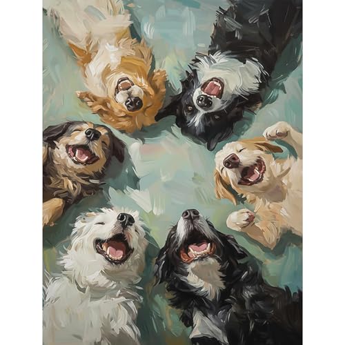 Happy Dogs Diamond Art Kits for Adults,Funny Animal Diamond Painting - color: DP03652