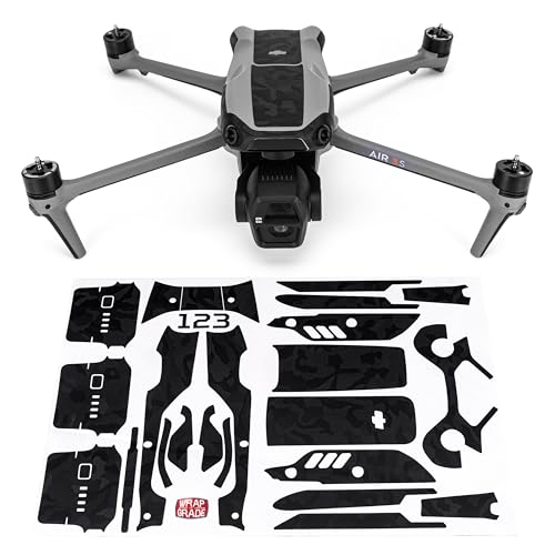 WRAPGRADE Skin Decal Sticker Accent Color Compatible with DJI Air 3S (Black Bumpy Camo) - color: Black Bumpy Camo