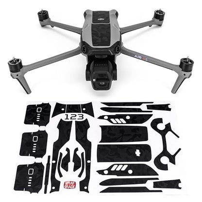 WRAPGRADE Skin Decal Sticker Accent Color Compatible with DJI Air 3S (Black Bumpy Camo) - color: Black Bumpy Camo