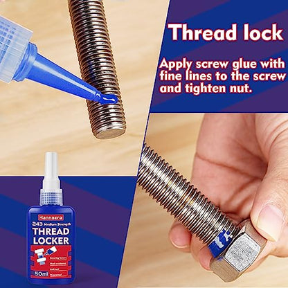 Thread Lock Medium Strength, Lock & Seal Nuts, Bolts, Fasteners and Metals, Blue Threadlocker Against Losening and Leakage (243-100 ml) - size: 100ml