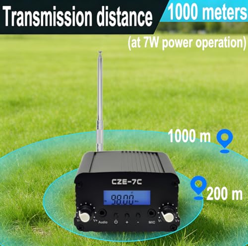 1W/7W Long Range FM Transmitter, FM Broadcast Transmitter with LCD