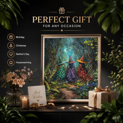HITO Halloween Paint by Numbers Kit for Adults Witch 16x20 Inch Frameless - color: Witch Forest