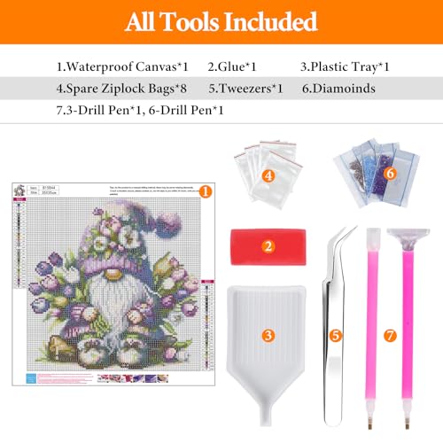 Diamond Art Kits for Adults, Gnome DIY 5D Diamond Painting for Beginners - color: BLKJDP18