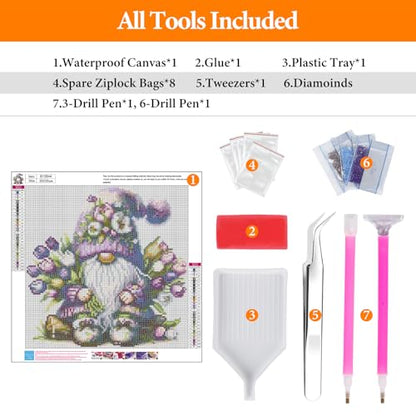 Diamond Art Kits for Adults, Gnome DIY 5D Diamond Painting for Beginners - color: BLKJDP18