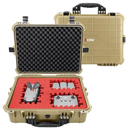 Eylar 20" Large Hard Case Equipped With Ragar Reconfigurable & Reusable XP Crosslinked Foam, Waterproof, Shockproof For Gear, Drones And Cameras (2 Red/Black Ragar Layers) (Tan) - color: Tan