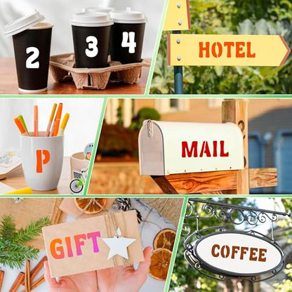 Letter Stencils, 80 Pcs Large Alphabet and Numbers Stencils (1Inch & 2Inch) - size: 1Inch&2Inch