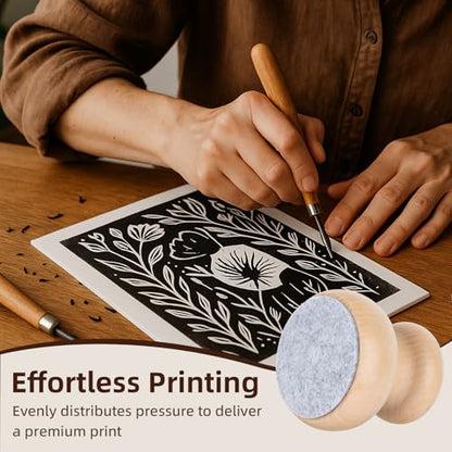 Falling in Art 2.5 Inches Round Wood Block Printing Baren