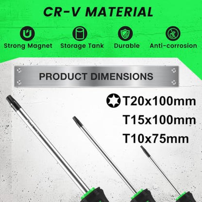 9-Piece Magnetic Tip Screwdrivers Set, 3 Phillips 3 Flat Head and 3 Torx Screw Driver Set Kit, Professional Cushion Grip Hand Tools Set