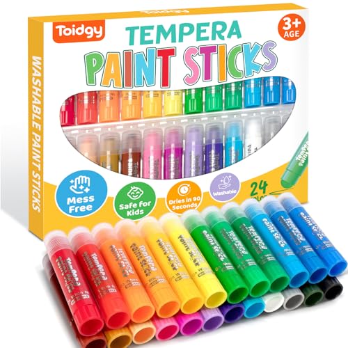Tempera Paint Sticks, 24 Color Washable Solid Paint Sticks for Kids Toddler - size: 0.04 Ounce (Pack of 24)