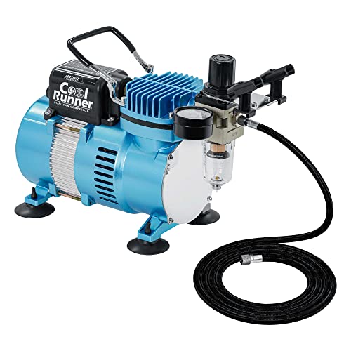Master Airbrush Air Brush Kit with Air Compressor TC-320, Dual Fan 1/5 HP - style: Cool Runner