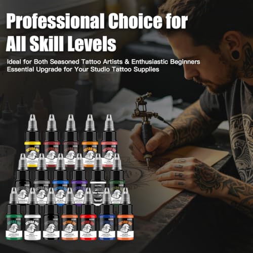 UINK 18 Colors Tattoo Ink Set - (0.65oz/20ml) Vibrant Body Art Pigment Kit