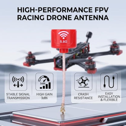 5.8GHz RHCP FPV Antenna, 3dBi High Gain Directional Drone Antenna with UFL Connector for FPV Racing Drones and Transmitter Receiver Systems - size: UFL