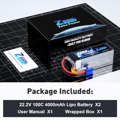 Zeee 6S Lipo Battery 4000mAh 22.2V 100C with EC5 Connector