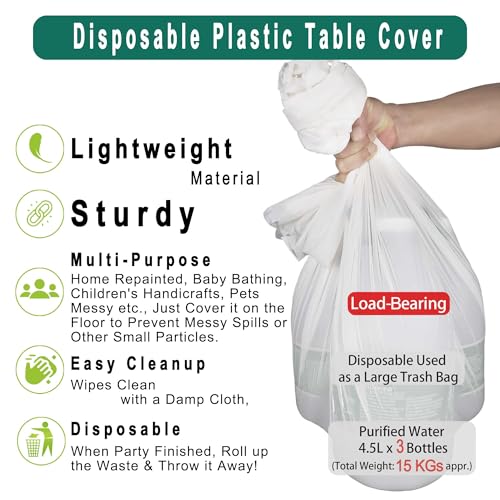 PARTY ULYJA Teal Plastic Tablecloths 2 Pack Disposable Table Covers 54 x 108 Inch Bridal Shower PEVA Solid Table Cloths for BBQ Picnic Birthday Wedding Banquet Parties 8 ft Rectangle Table Use - color: B02 Teal
