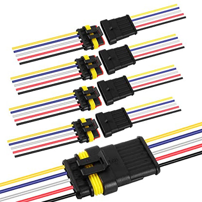 G 5 Pin Connector 16AWG Waterproof Connectors Male Female Wire Plugs - size: 5 PIN