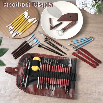 48pcs Pottery Tools Kit for Sculpting,Clay Tools Sculpting Kit,Ceramic Tool for Modeling, Trimming, Molding Clay Carving,Shaping, Pottery Kiln