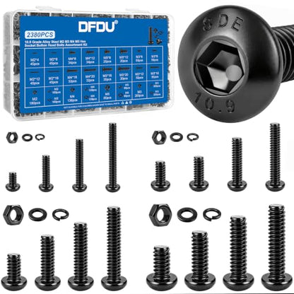 2380PCS Hex Socket Button Head Screws Assortment Kit 10.9 Alloy M2-M5 - size: G10.9 M2M3M4M5 2380PCS