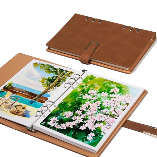 Lightwish Watercolor Sketchbook, 100% Cotton Cold Press Refillable Paper - color: Flat Buckle Brown