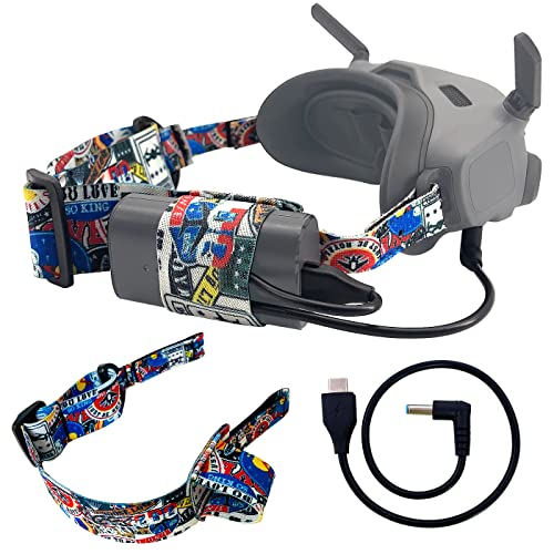 Adjustable Head Strap and Power Cable 30CM for DJI Avata Goggles 2