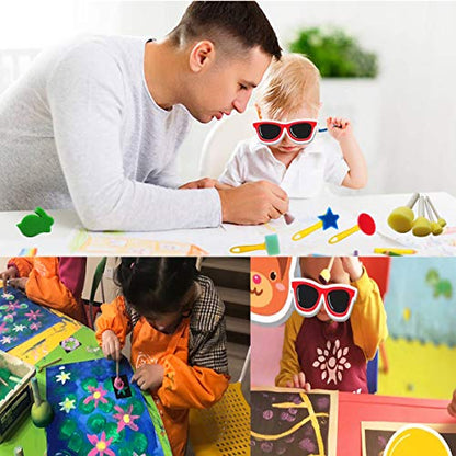 53 Pcs Paint Sponge Brush Sets, Kids Art Tool Kits, DIY Crafts Drawing Tools,Round Sponges,Color Randomly