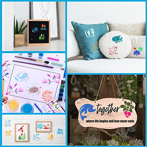 Sea Life Stencils for Kids, 64 Pcs 3 Inch for Cards Rocks Journals - color: Ocean