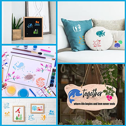 Sea Life Stencils for Kids, 64 Pcs 3 Inch for Cards Rocks Journals - color: Ocean