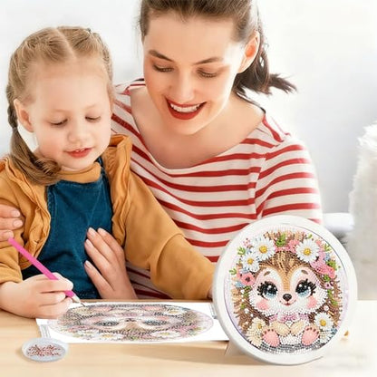 Gemozaic Hedgehog Diamond Art Kits for Kids Ages 8-12, Round Frame, 8x8 in - color: CC1029