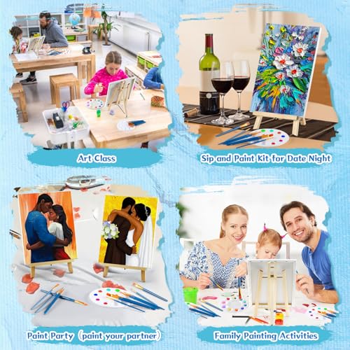 Painting Supplies78Pcs Set with 16" Easels+11"x14"Canvases for Sip&Paint