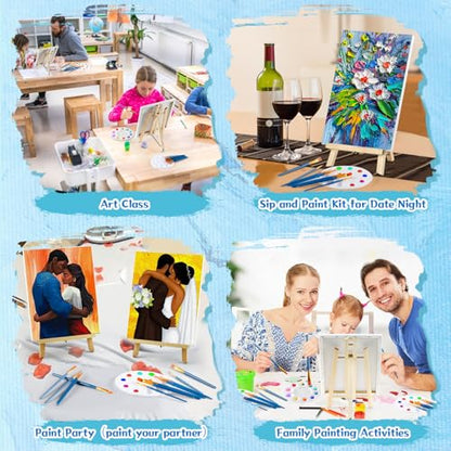 Painting Supplies78Pcs Set with 16" Easels+11"x14"Canvases for Sip&Paint