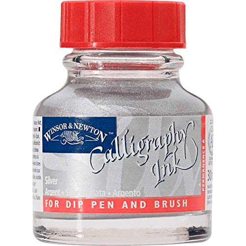 Winsor & Newton Calligraphy Ink, 30ml (1-oz) Bottle, Silver - color: Silver, size: 1 fl oz