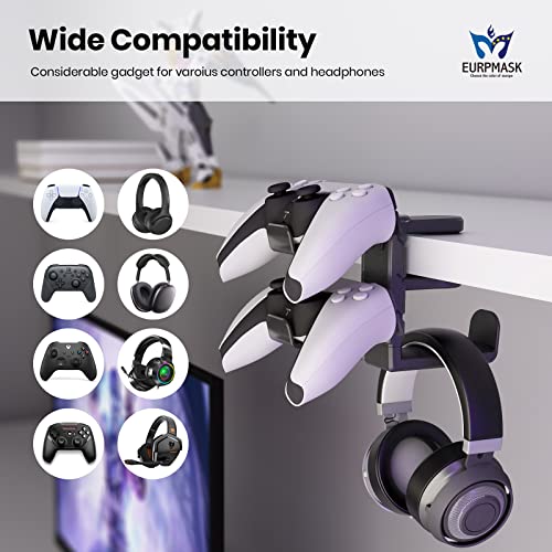EURPMASK 3-in-1 Rotating Headphone Stand w/2 Detachable Controller Holders - color: Black Pro 1 Pack
