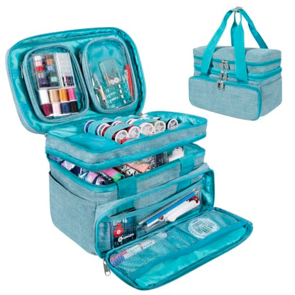 SINGER Portable Sewing Storage Organizer Bag, 18 Compartments, Carry-All - color: Teal
