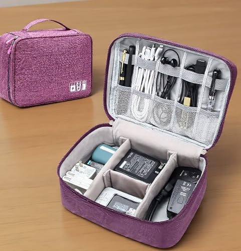 Electronics Organizer, Waterproof Portable Digital Storage Bag, Travel Cable Organizer Case-Purple - color: Purple