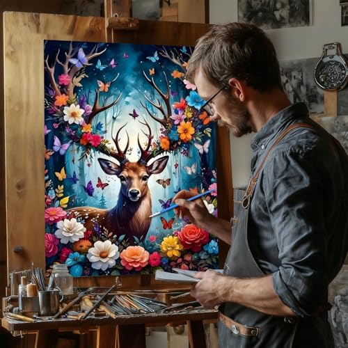 Reivworl Deer Paint by Numbers Kit for Adults Beginner 16×20 inch - color: 01-deer
