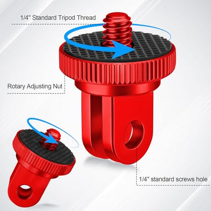 Frienda 4 Pcs Tripod Adapter Compatible with Gopro 1/4-20, Red - color: Red
