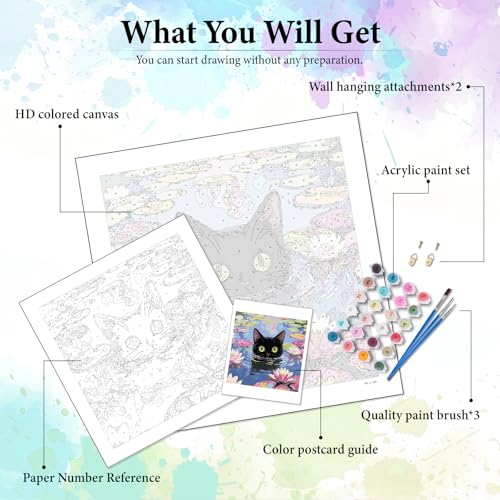 Dawnsphere Black Cat Paint by Numbers Kit for Adults Without Frame 16x16 in - color: OP-US01