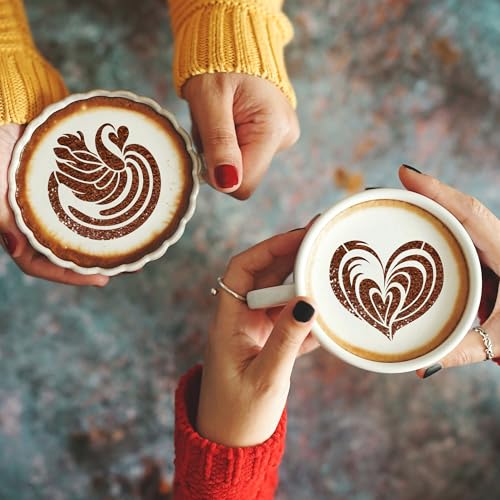 Sitsink Mandala Cookie Coffee Stencils - 25 Pcs Mandala Latte Art Cookie Stencils for Coffee Cake Bread Decor, Reusable Bread Template for Sourdough Decoration Tools Baking Stencil - style: latte art