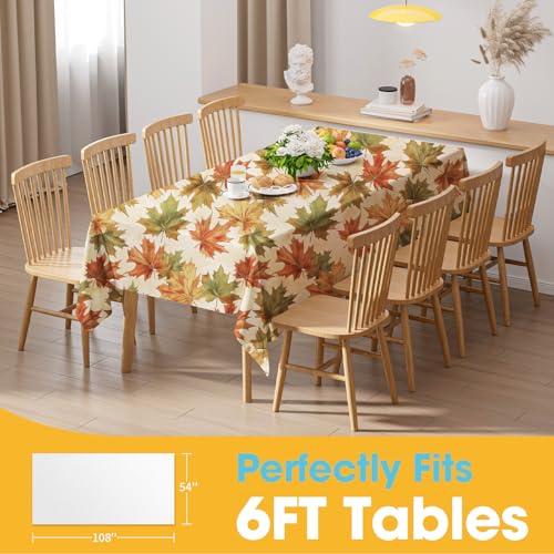 Niuara Fall Maple Plastic Table Cloth Disposable, 4 Pack, 54 x 108 in - color: Fall Maple, size: 54" x 108" - 4 Packs