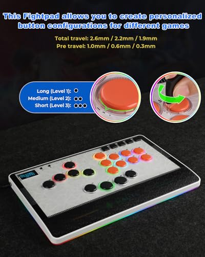 Haute42 Leverless Controller Arcade Stick: Haute42 C-AT White Leverless Arcade Stick Street Fight for PC/PS3/PS4/Switch Game,Arcade Controller with Cable Security Clasp & TURBO Support Hot Swap & SOCD