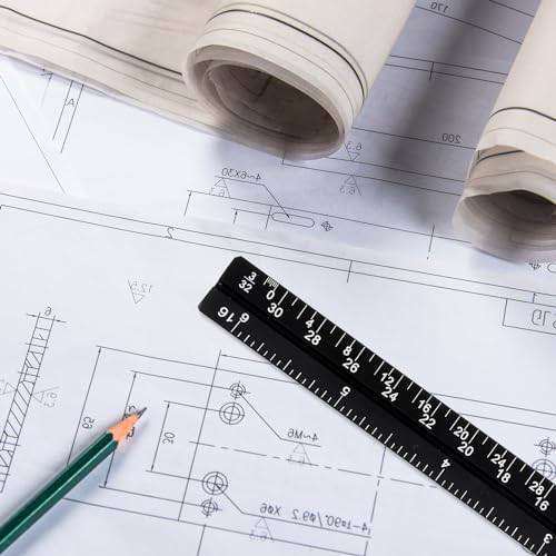 Prasacco 2 Pcs Architectural Scale Ruler 6 Inch Small Scale Ruler Mini Engineer Scale Ruler Pocket Aluminium Metal Ruler for Architects Engineering Artists Draftsman Drawing Drafting