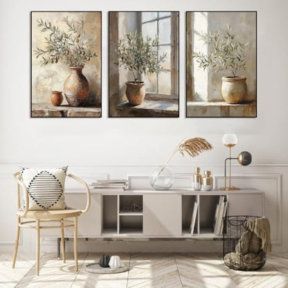 Axquilon 3 Packs Olive Tree Framed Paint by Numbers Kit for Adults 8x10 in - color: 3 Pack Olive Tree with Easel