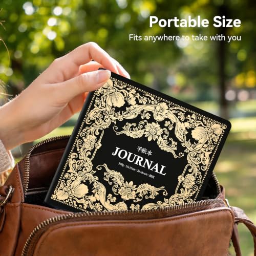 Paul Rubens Square Watercolor Journal，100% Cotton 300gsm/140lb Hot Press 5.9 * 5.9 in, 20 Sheets, Exquite Cover – Artist-Grade Sketchbook for Wet Media, Travel, and Daily Hand Lettering - color: Black
