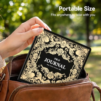 Paul Rubens Square Watercolor Journal，100% Cotton 300gsm/140lb Hot Press 5.9 * 5.9 in, 20 Sheets, Exquite Cover – Artist-Grade Sketchbook for Wet Media, Travel, and Daily Hand Lettering - color: Black