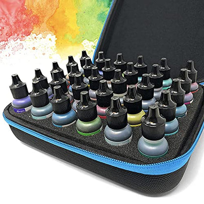 Alcohol Ink Storage Carrying Case, Paint Carry Case Organizer, Stores 30x 0.5-Ounce Bottles of Alcohol Inks, Stickles, Glossy Accents or Reinkers, Travel Hobby Paint Storage - size: 30 Bottle Capacity